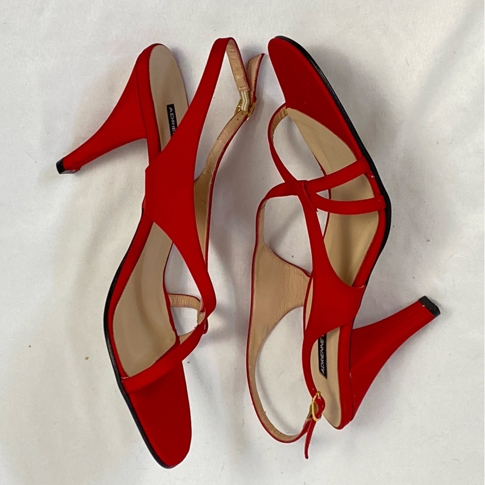 Adrienne Vittadini Gaia Arianna Red Heeled Slingback Size 10 Medium Leather Sole - Picture 12 of 16